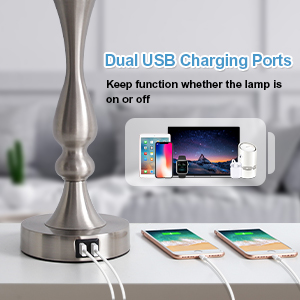 Bedside lamp with dual usb ports