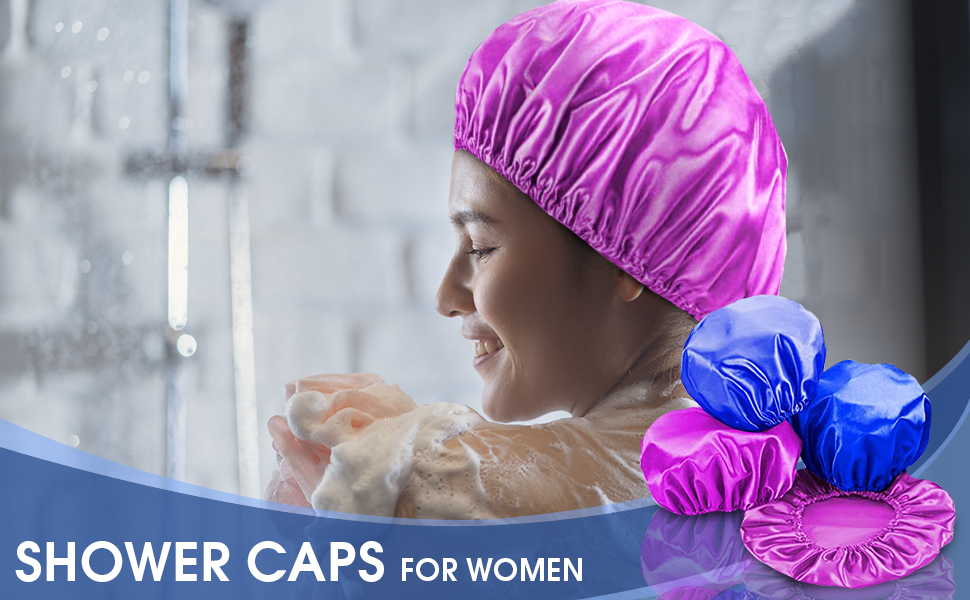 6 Pack Shower Cap Shower Caps for Women, Double