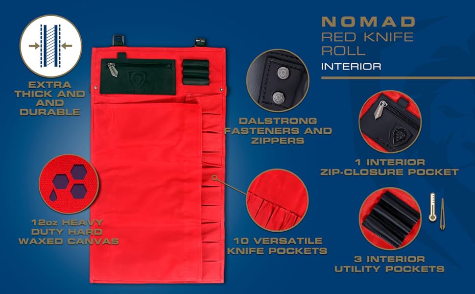 DALSTRONG Nomad Knife Roll 12oz Heavy Duty Canvas & Top Grain Leather