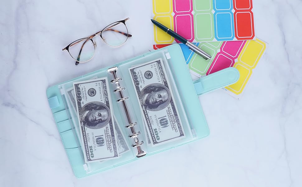 Antner A6 PU Leather Binder Cover with 12PCS A6 Binder Pockets