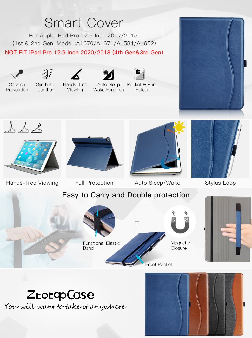 Ztotop Case for iPad Pro 12.9 Inch 2017/2015 (Old Model,1st