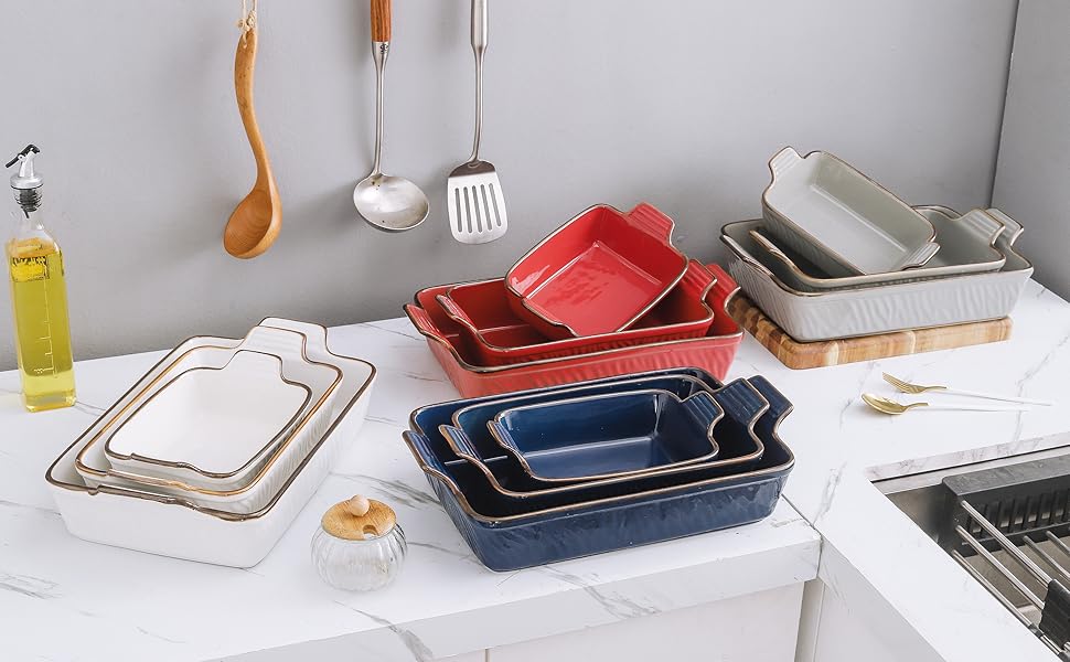 KOOV Bakeware Set, Ceramic Baking Dish, Rectangular Lasagna Pans for