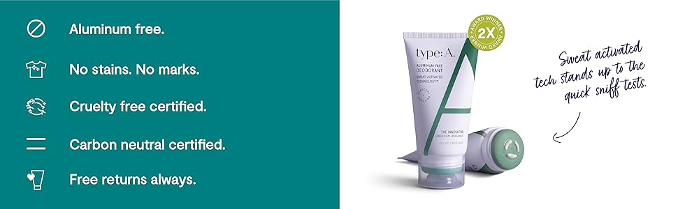 type a deodorant typea natural deodorant nontoxic aluminum free sweat activated technology