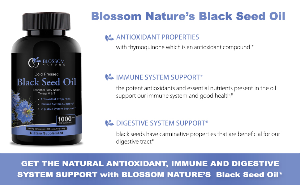 Black Seed Oil 1000mg SupplementAntioxidant, Support for