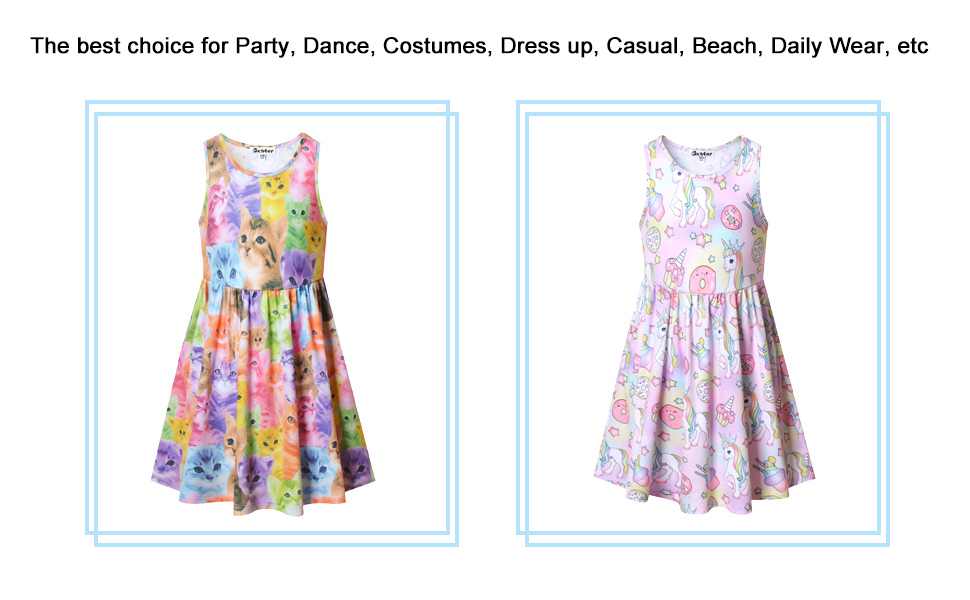 Jxstar Girls Dress Sleeveless Printing