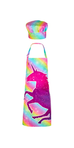 girls unicorn gift chef apron backing apron with hat for kids