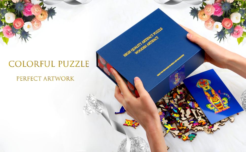 Feeyowi Wooden Puzzles for Adults,Wooden Animals Shaped