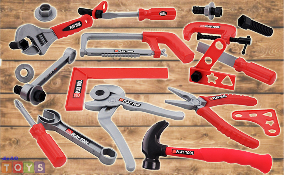 deAO Tools Play Set for Children with 28 Piece Tools and