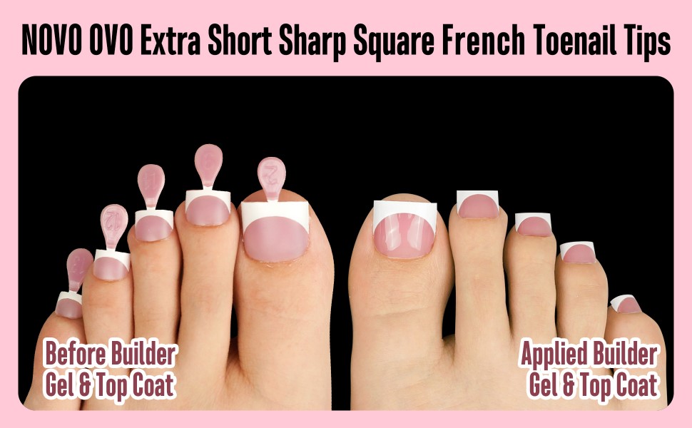 Extra Short Sharp Square French Toenail Tips