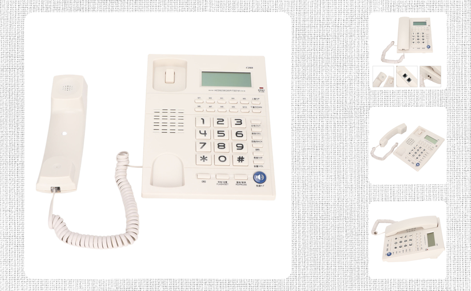 Desk Corded Telephone with Display, LED Landline Telephone with Speaker No Disturb Mode