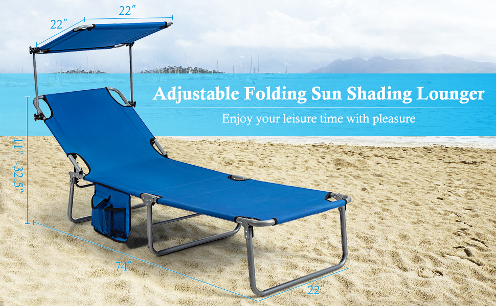 Giantex Lounge Chaise Chair Position and Shade Adjustable W