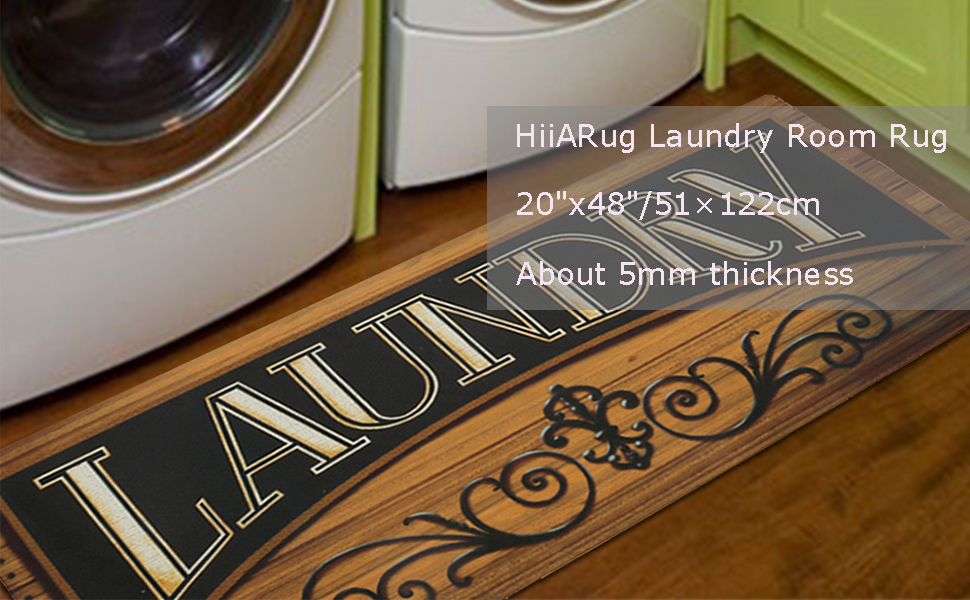 HiiARug 20"x48" Non Slip Laundry Room Rug Runner Printed