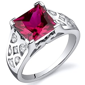 Amazon.com: PEORA Created Ruby Ring for Women in Sterling