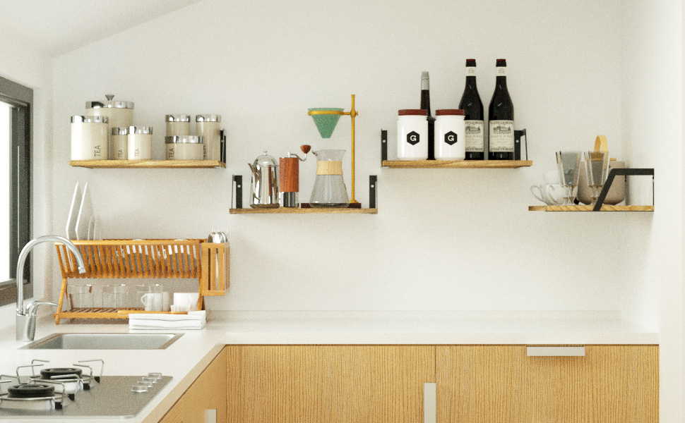 SRIWATANA Floating Shelves Wall Mounted Set of 2 Rustic Wood Shelves