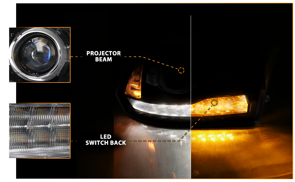 AmeriLite Projector Matte Headlights Halogen, Led, DRL