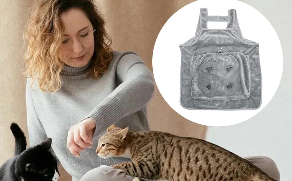 Oldmoom Warm Cat Carrier Apron with Holes, Dog Pouch Apron, Plush Pet Carry Hands-Free Kitten Bag, Hands- Free Shoulder Comfort Towel Bag for Small 11 FC05866 (2).jpg