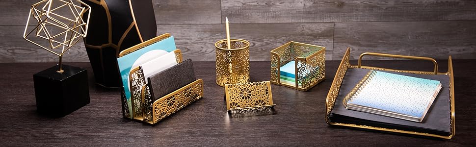 rose gold desk organizer set for women girls teens gift teacher student dorm home office cute decor