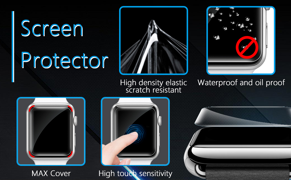 [6 Pack] UniqueMe Screen Protector Compatible for Apple Watch 38mm