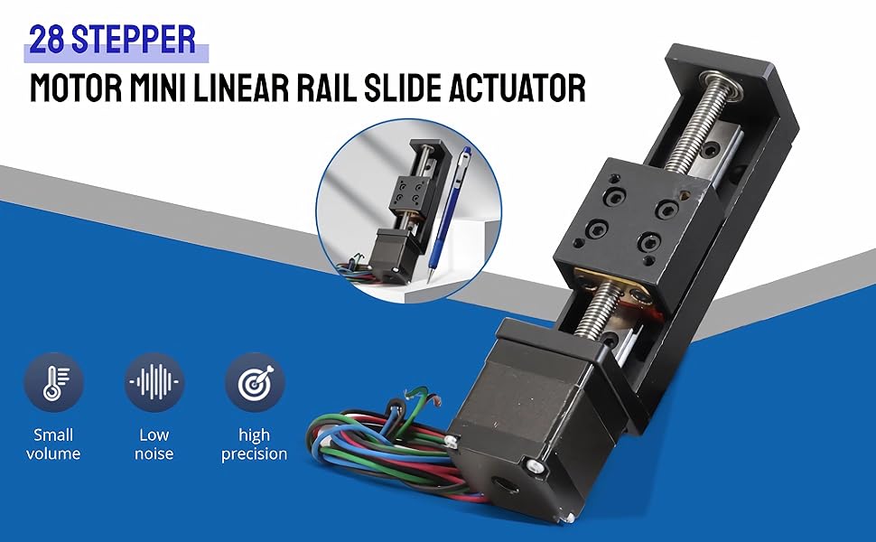 Gearwell Mini Linear Rail Guide Slide Actuator、28 Stepper