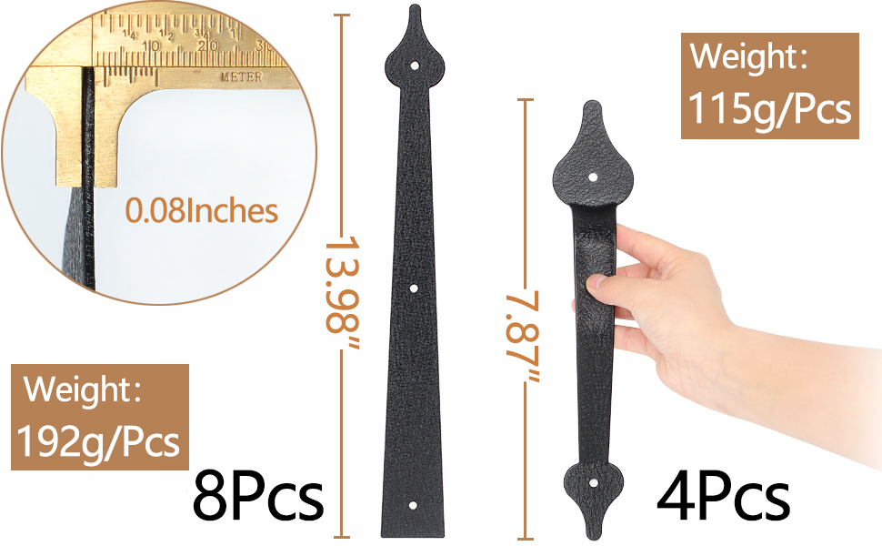 Garage Carriage Door Hinges Iron Decorative Garage Handles Hardware Kit