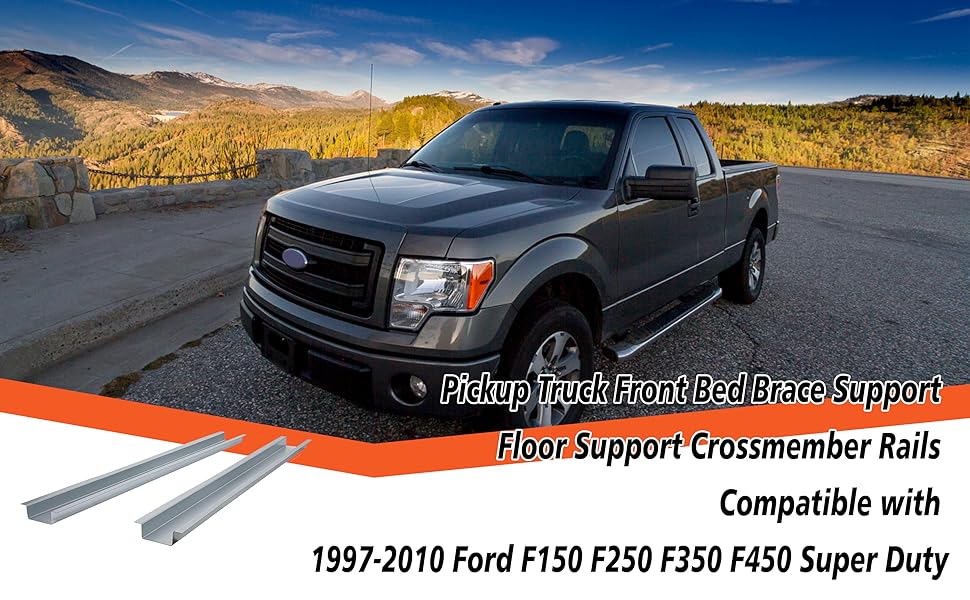 Amazon Com Ecotric Pickup Truck Front Bed Brace Support Floor Support Crossmember Rails Compatible With 1997 2010 Ford F150 F250 F350 F450 Super Duty Set Of 4 Automotive