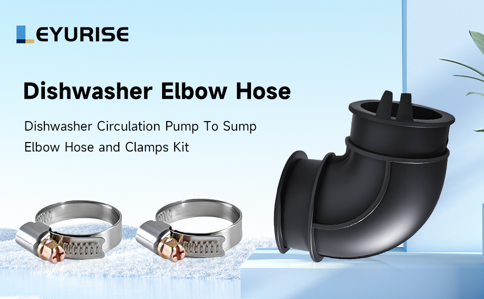 Dishwasher Circulation Pump To Sump Elbow Hose and Clamps Kit