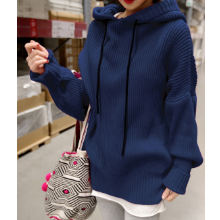 Nibunuichi Style 1/2 Style Simple Hooded Parka, Knit, Pullover, Sweater, Women's