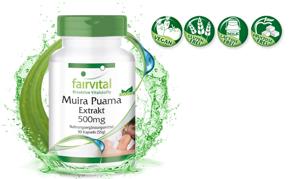 Muira Puama 500mg HOCHDOSIERT Potenzholz 101 Extrakt VEGAN 90