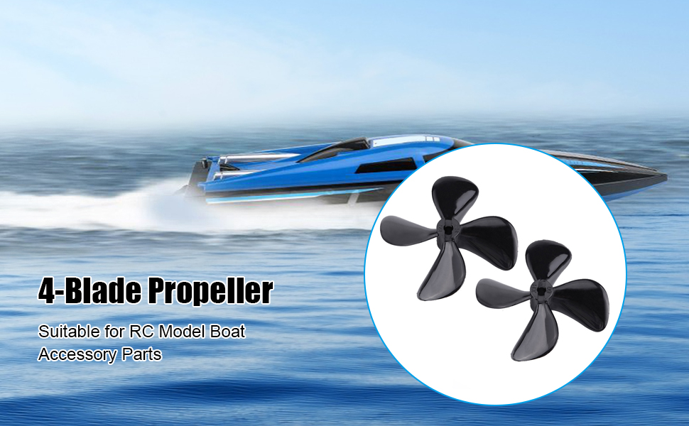 Dilwe RC Boat 4Blade Propeller, 2 Pcs High Strength CW CCW Plastic 4