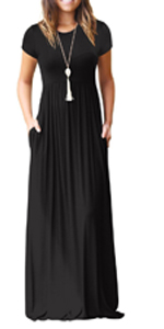 GRECERELLE Women's Short Sleeve Loose Plain Maxi Dresses Casual Long Dresses with Pockets