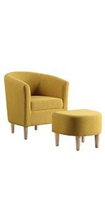 DAZONE accent barrel chair with ottoman yellow