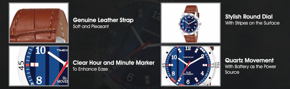 TIMEWEAR Analog Blue Number Dial Genuine Leather Strap Watch SPN-FOR1P Prime Day Submission