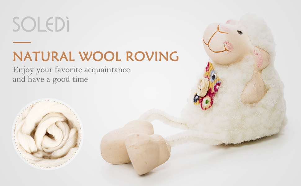 Wool Roving for Needle Felting 7oz 100 Pure Chunky Wool Batting,SOLEDI Thick Wool