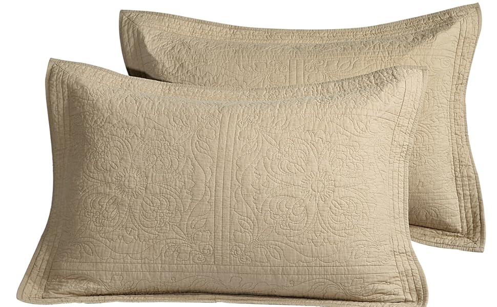 WINLIFE 100 Cotton Quilted Pillow Sham Floral Printed