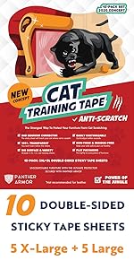 Panther Armor Cat Scratch Deterrent Tape – 10(Ten)-Pack – Double Sided Anti Scratching Sticky Tape