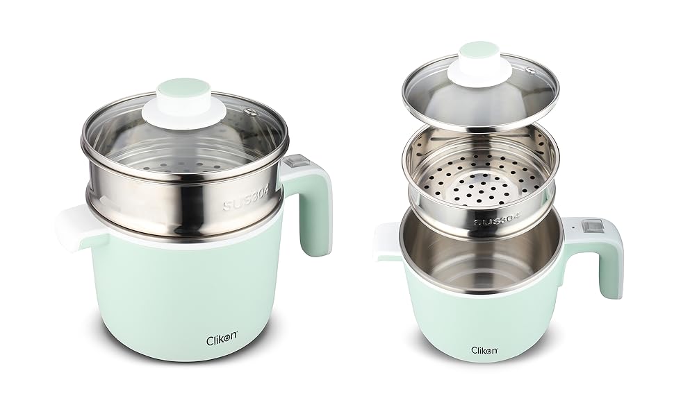 Clikon 1.2 Liter Electric Cooker, Boil Dry Protection, Stainless