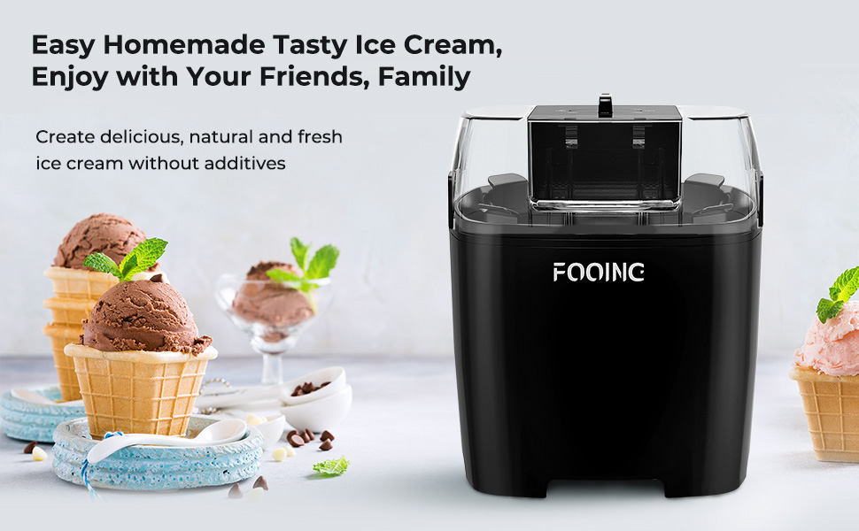 FOOING Ice Cream Makers Countertop, Homemade Ice Cream
