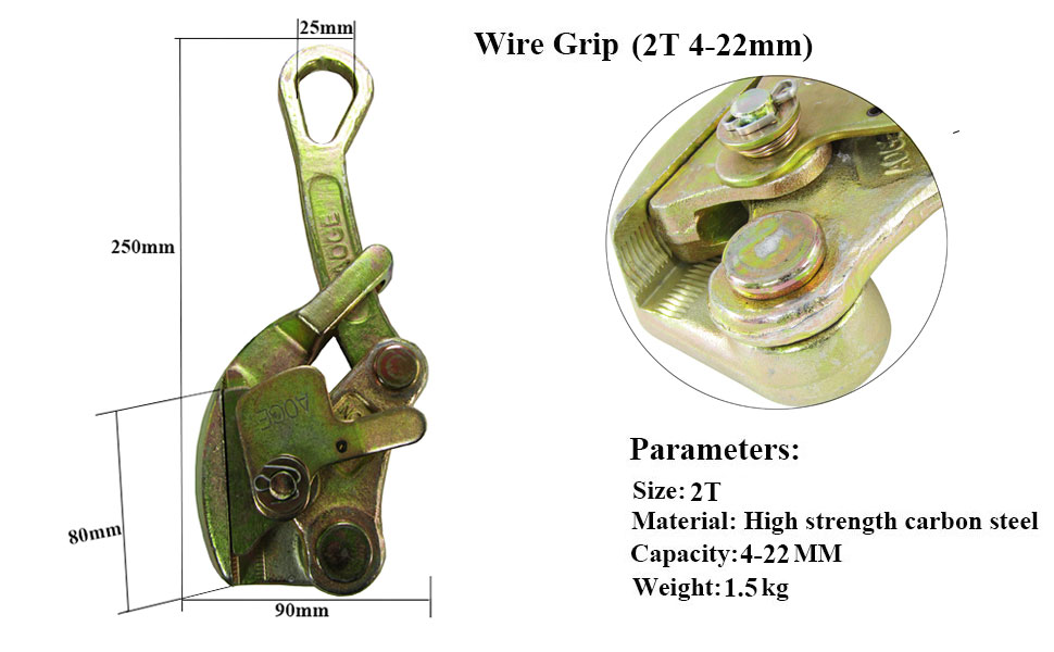YJINGRUI Wire Grip Steel Pulling Tool for Wire Rope Cable Clamp Wire
