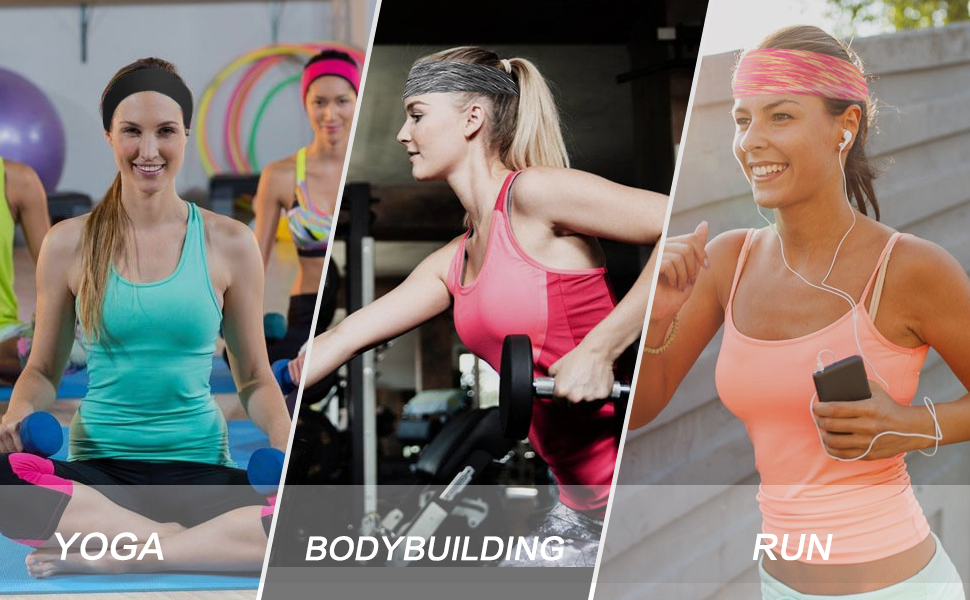Workout Headbands for Women Non Slip - Sweat Wicking Hair Bands for Yoga Fitness Sports Running,Elastic,Fits All Head Sizes and Under Helmets 13 33