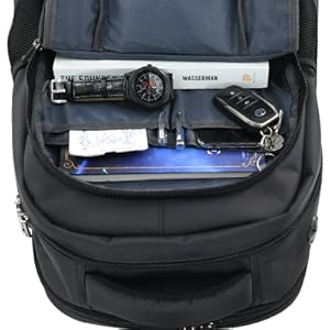 travel backpack front compartment