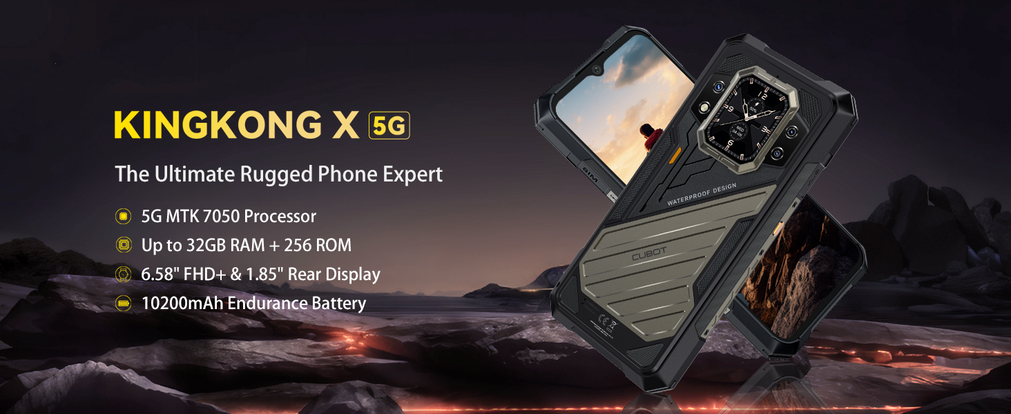 CUBOT KINGKONG X 32GB 256GB タフネススマホ Amazon.com: CUBOT King Kong X Rugged Smartphone 5G - 32GB+