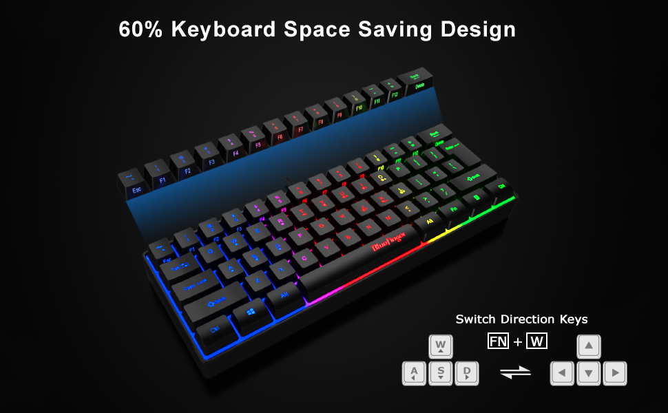 Bluefinger 60 Gaming Keyboard and Mouse Combo, Compact 61 Keys RGB