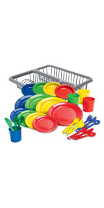 Kidzlane dishes set with draining rack plastic dishes colorful dishwasher safe food grade ages 18m+