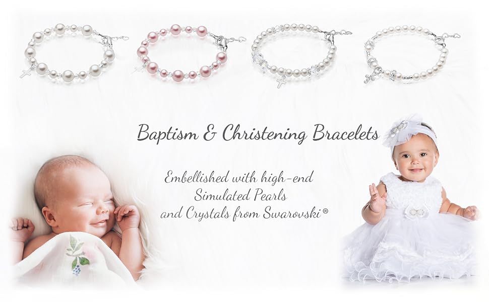 925 Sterling Silver Gift Box Swarovski Crystals Cross Charm Bracelets for Girls infant newborn Baby 