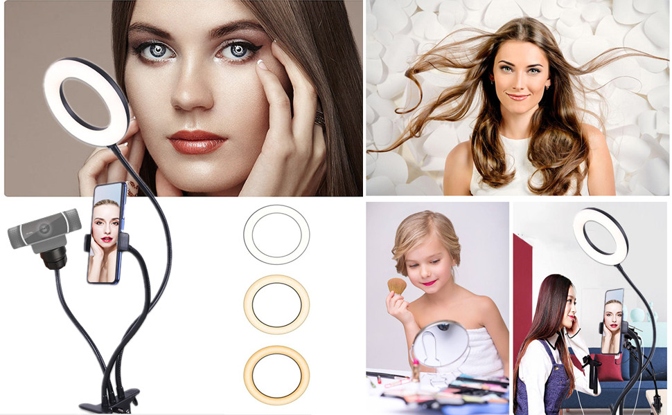 6 inch Selfie Ring Light Stand with Cellphone Holder and