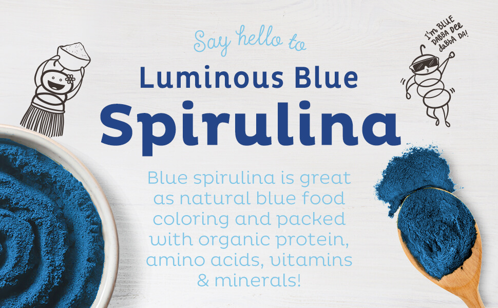 KOS Polvo de espirulina azul orgánica, colorante natural de