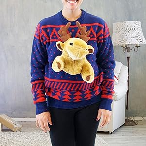 アグリーニットセーター　クリスマス　極美品　人形付き　個性派　派手　ビッグサイズ アグリーニットセーター クリスマス 極美品 人形付き 個性派