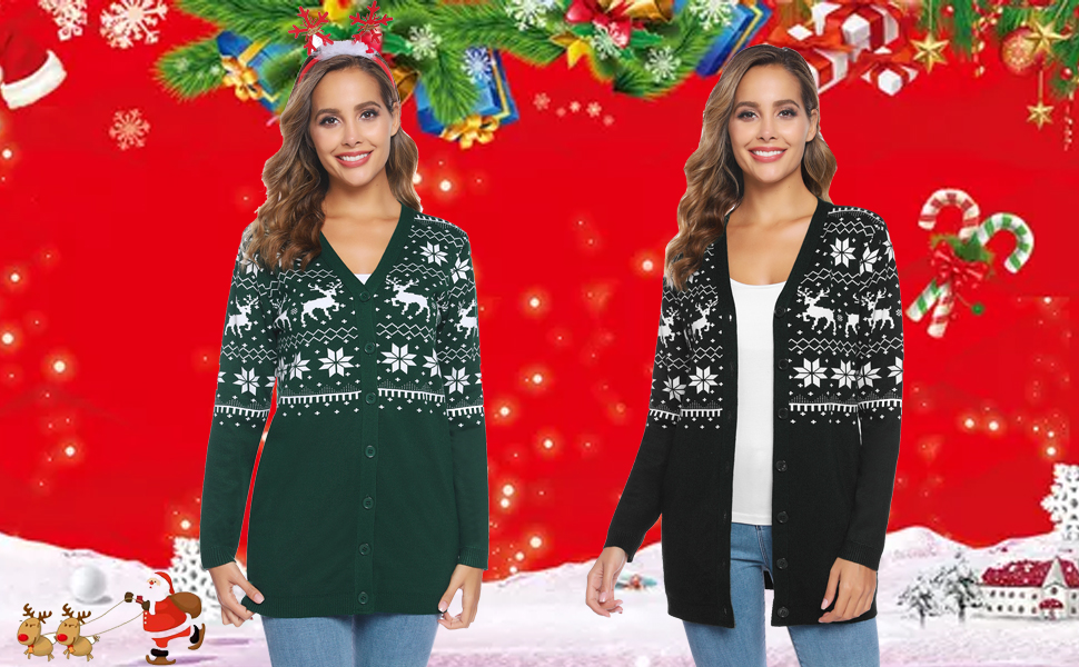 iClosam Womens Christmas Cardigan Lightweight Long Sleeve Button Top
