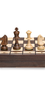  Large European Wooden Chess and Checkers Multi-Game Set