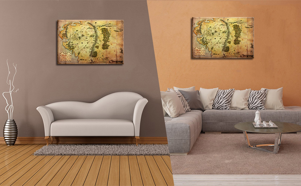 Amazon Com The Hobbit Map Wall Art Picture Lord Of The Rings Map